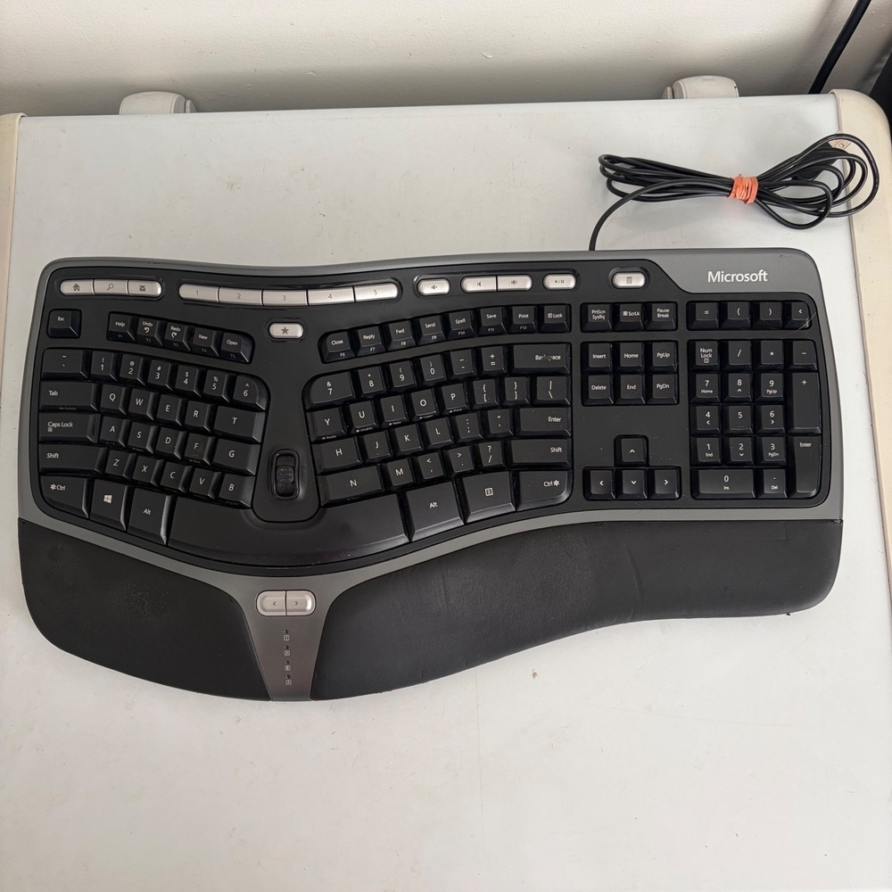 Microsoft Natural Ergonomic Keyboard 4000 Wired USB Black Silver 1048 Tested